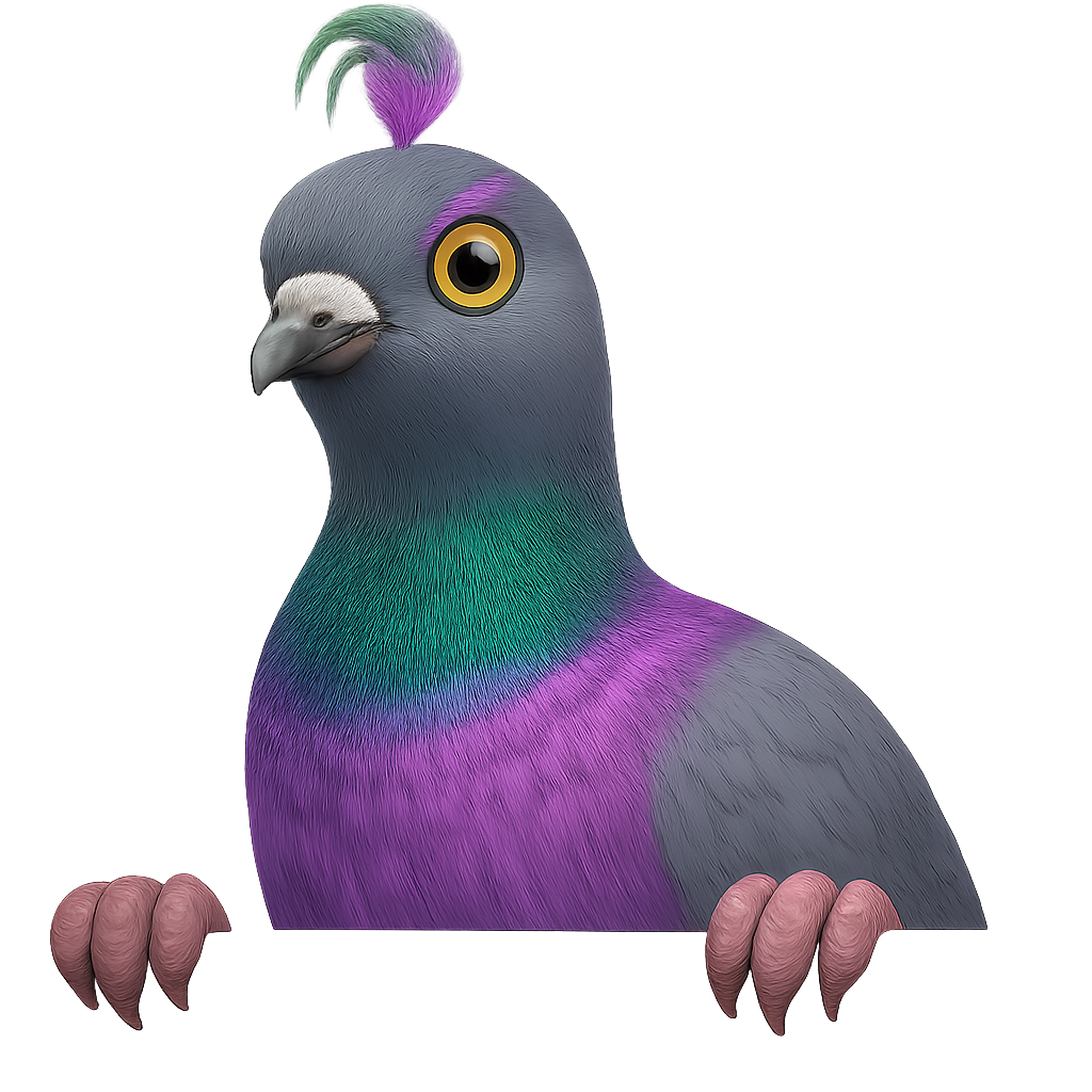 Pigeon holding the login box